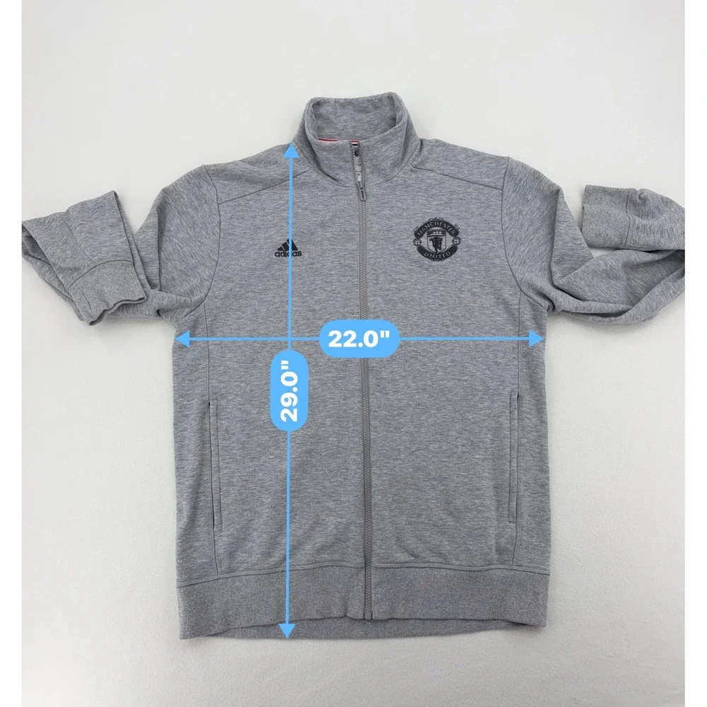 Adidas Manchester United FC Soccer Track Jacket Mens Large Grey AC1932 Excellent